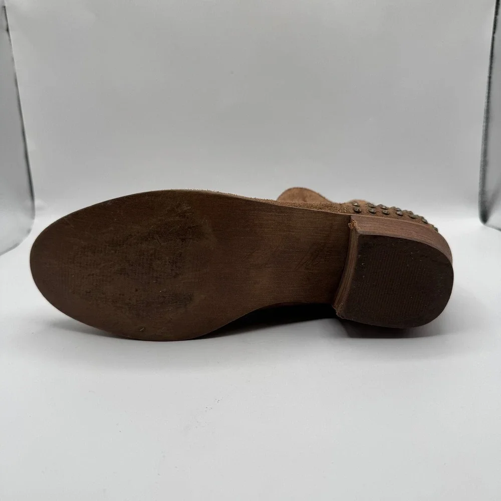 Marc‎ Fisher 8.5M Suede Studded Ankle Boots Womens Brown Western Moto Booties